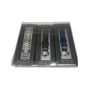Vince Camuto Apple Watch Band 3pc Set Stainless Steel, Rubber & Leather 42/44mm